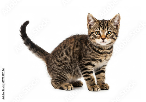 Wallpaper Mural American Bobtail cat posing on white background Torontodigital.ca