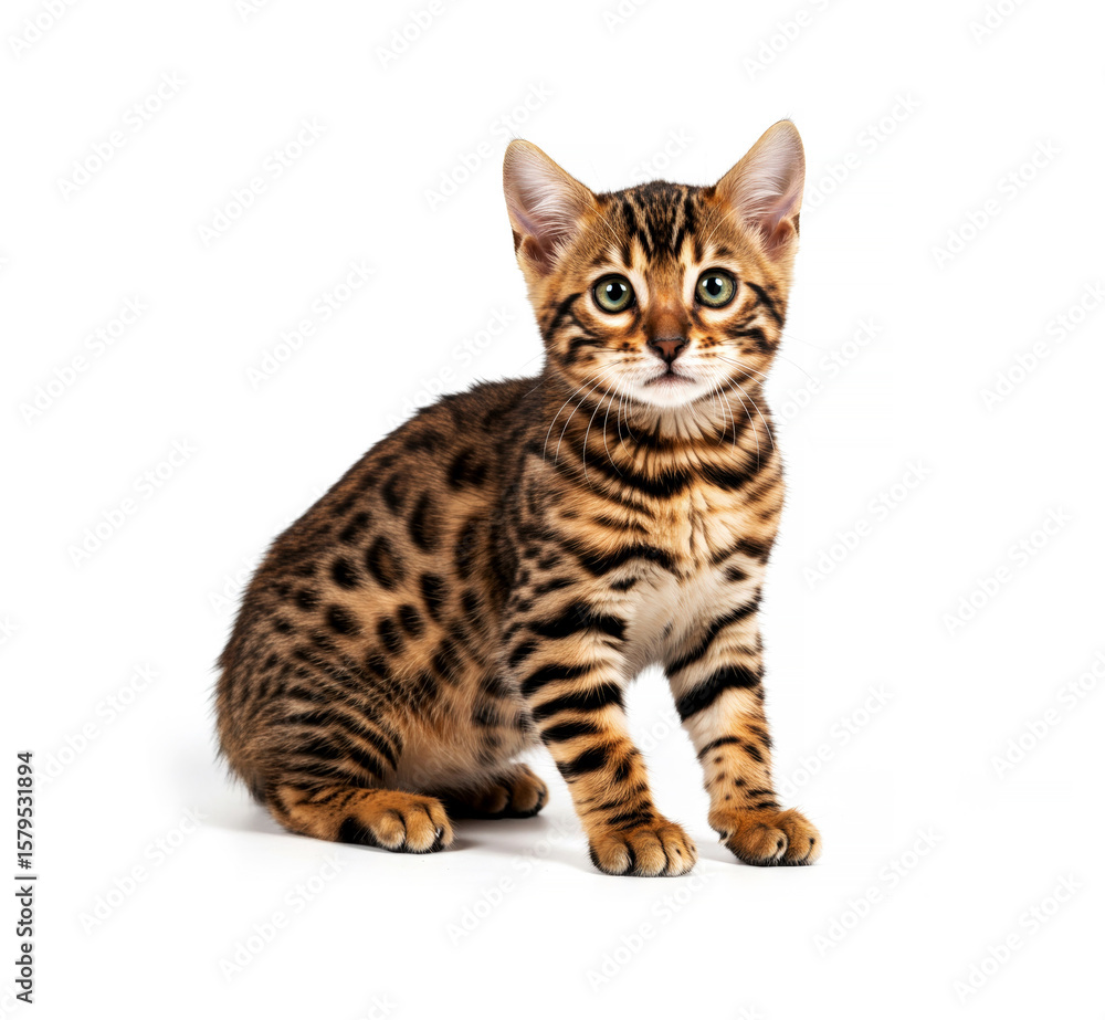 Obraz premium Bengal kitten posing on white background