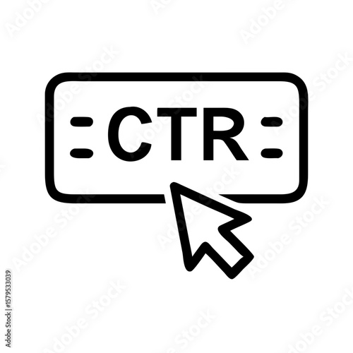 Click through rate optimization concept, user interacts with CTR button on a website. Suitable for digital marketing and web design themes.