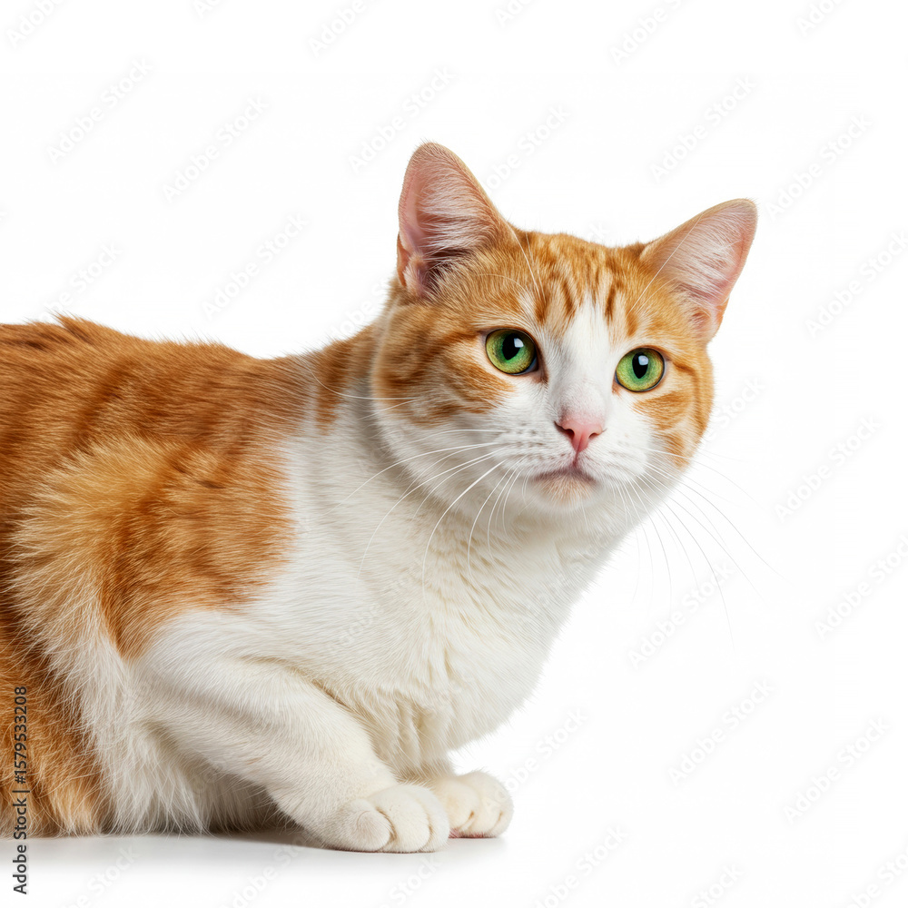 Obraz premium Close-up portrait Manx cat on white background