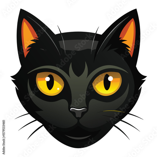 Mystical Feline Gaze A Striking Black Cat Illustration with Intense Eyes