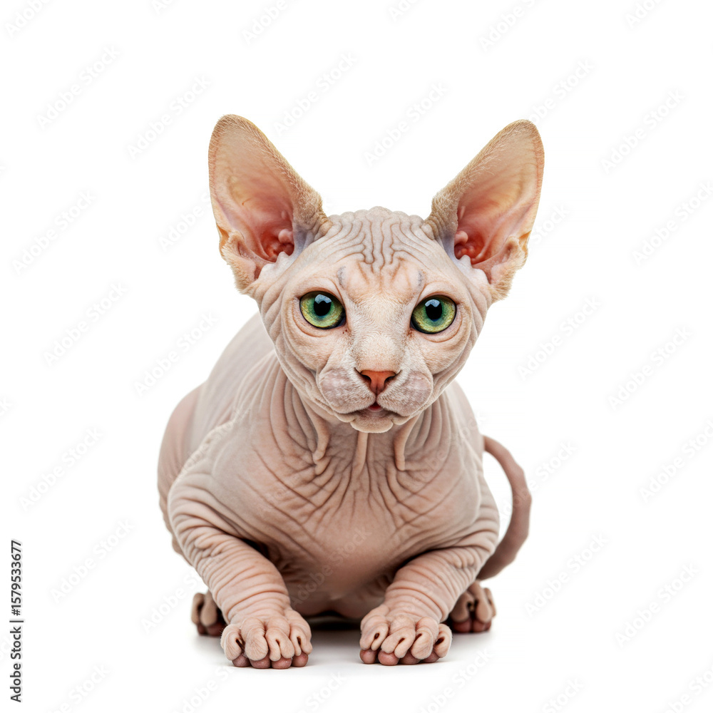 Fototapeta premium Close-up portrait Sphynx cat on white background