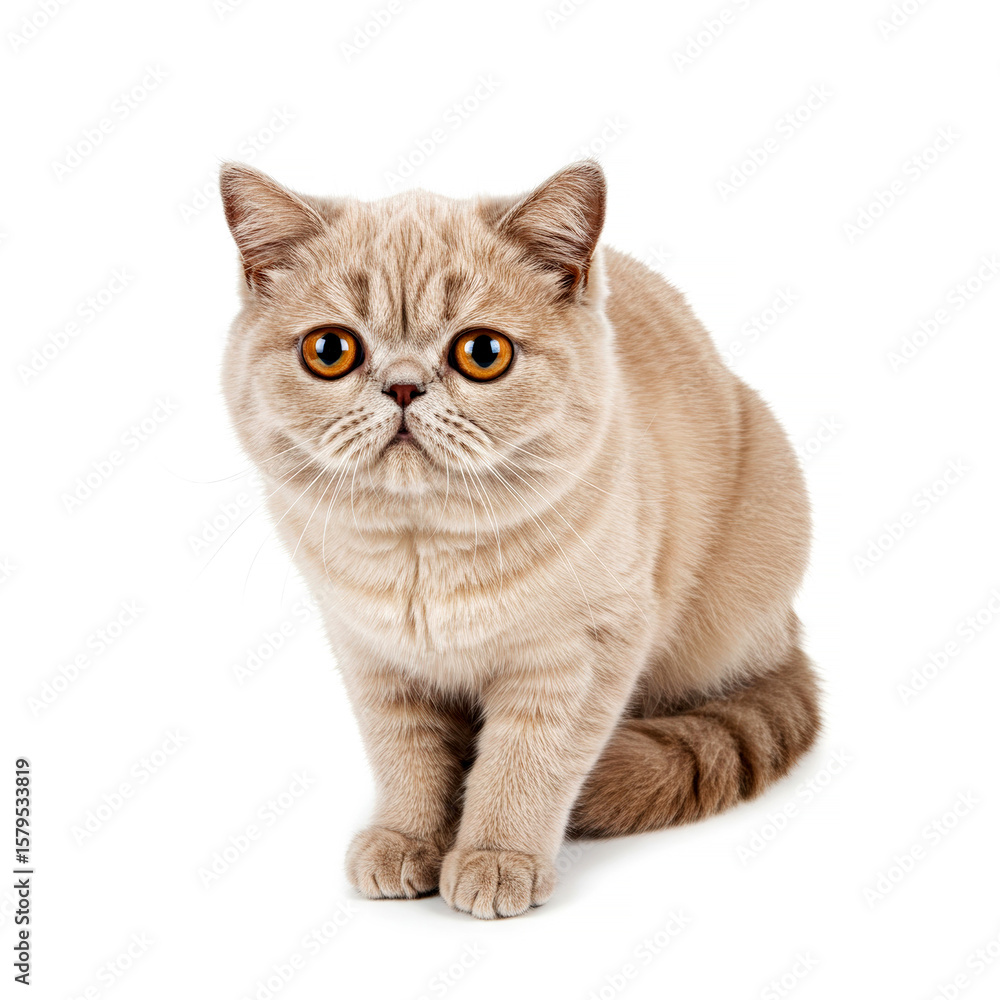 Fototapeta premium Exotic Shorthair cat isolated on white background