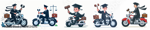 vector character of a judge riding a motorbike