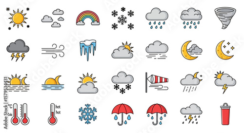 Collection of 30 Weather and Climate Icons
