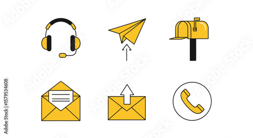 Collection of 6 Minimalist Communication Icons