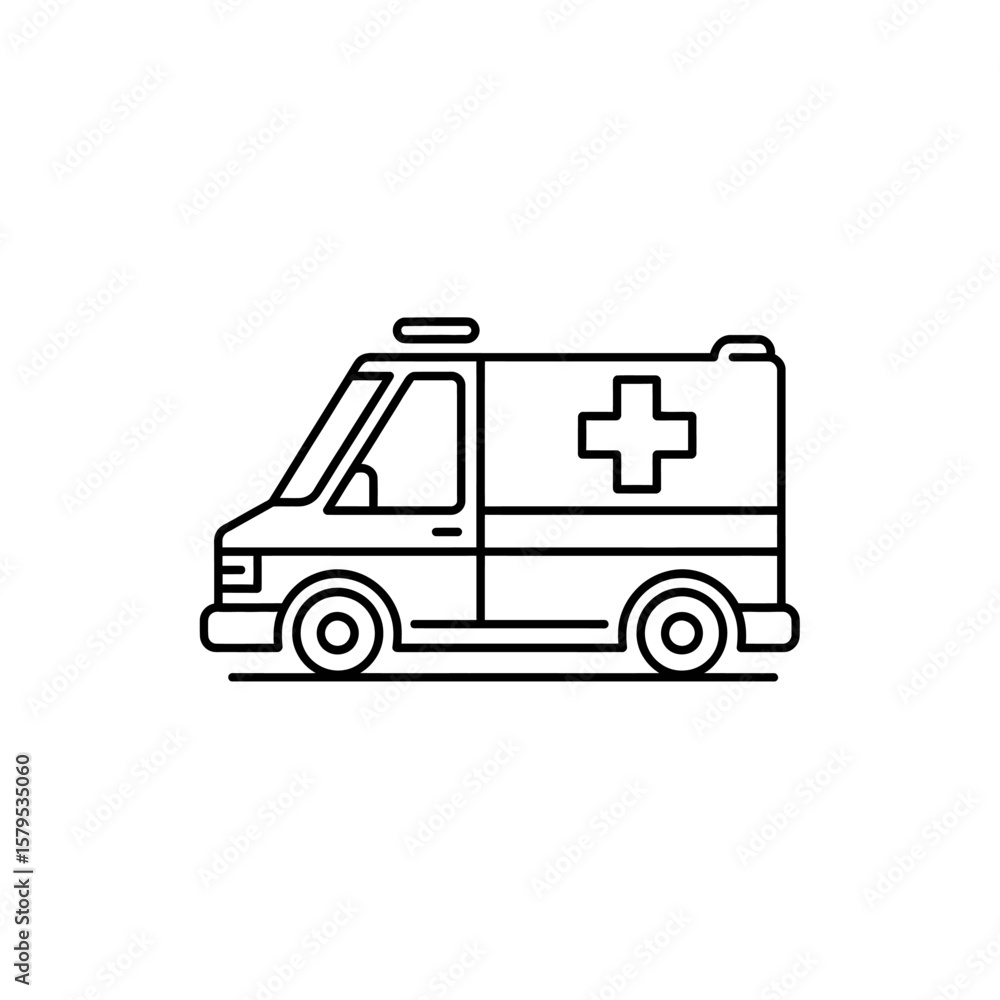 Fototapeta premium Simple Line Drawing of an Ambulance Vehicle Used for Medical Emergencies and Transportation