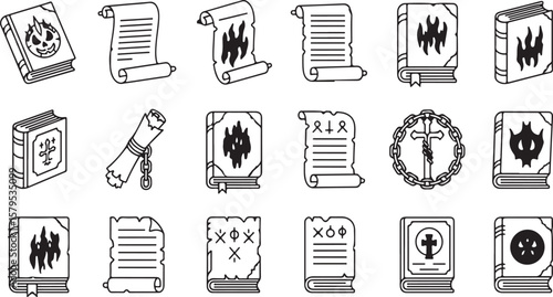 Mystical Grimoires and Ancient Scrolls A Collection of Esoteric Knowledge in Line Art 