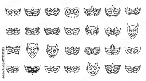 Carnival Masks Collection: A diverse collection of elegant and whimsical carnival masks, perfect for adding a touch of mystery and festive flair to your designs.  
