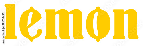 Lemon Text Logo Vector Illustration – Fresh Yellow Fruit Typography Monogram Design for Juice Brand, Citrus Label, or Organic Food Concept