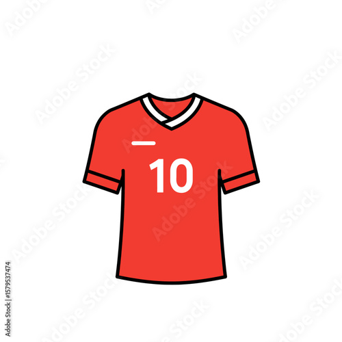 Red Soccer Jersey with Number 10