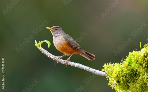 Fotografía Purple-breasted Thrush (Turdus rufiventris), a bird symbol of Brazil, captured in natural light that highlights its vibrant colors