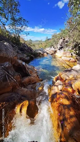 rio na cidade de Teresina de Goiás, Estado de Goiás, região da Chapada dos Veadeiros, Brasil