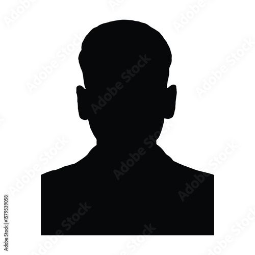 Silhouette of Man Avatar – Black Male Profile Head Vector Icon for User Identity or Placeholder