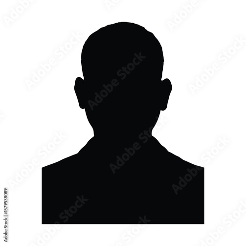 Silhouette of Male User Icon – Black Head Profile Vector for Avatar or Account Placeholder