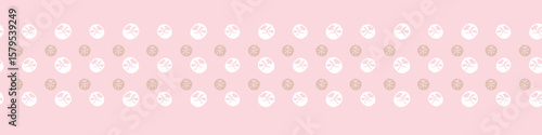 Polka dot blockprint seamless vector border. Neutral unisex whimsical style for washi tape, edging and handmade print texture. spotty vintage Ribbon. 