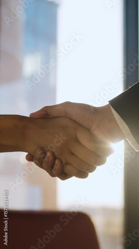 Business partners handshake showing collaboration success