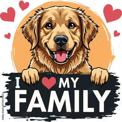 Happy golden retriever with hearts animal canine