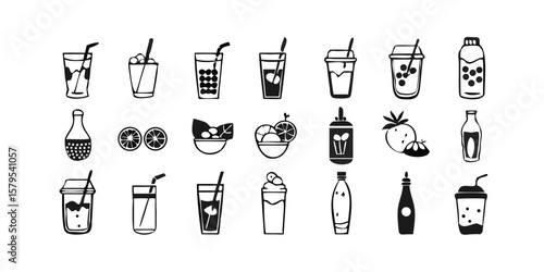 Set of 20 drink icons vector