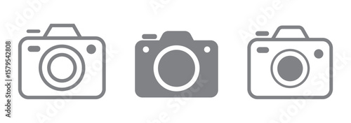 camera icon set. camera photo icon symbol, snapshot sign . line outline icons, flat style