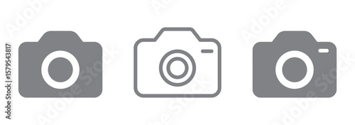 Camera icons set in black filled and stroke line style