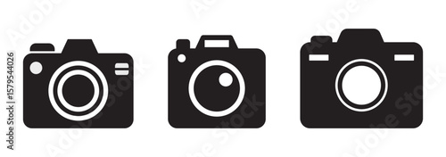 Camera icon set vector on white background.
