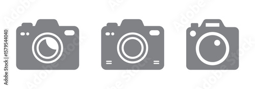 Camera icon set vector on white background.