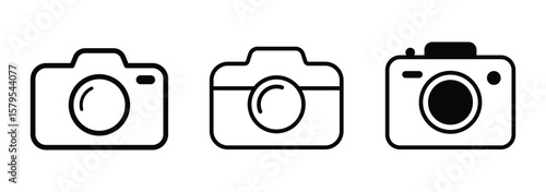 Camera icon set vector on white background.