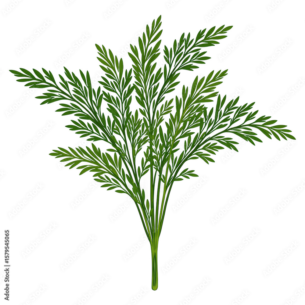 Obraz premium Fresh dill with delicate feathery fronds isolated on white Perfect for food cooking and health concepts
