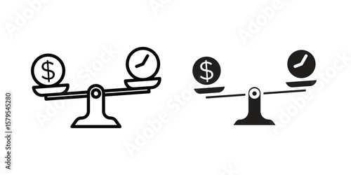 Time and money compare scale icon Logo Design Vector Template Illustration