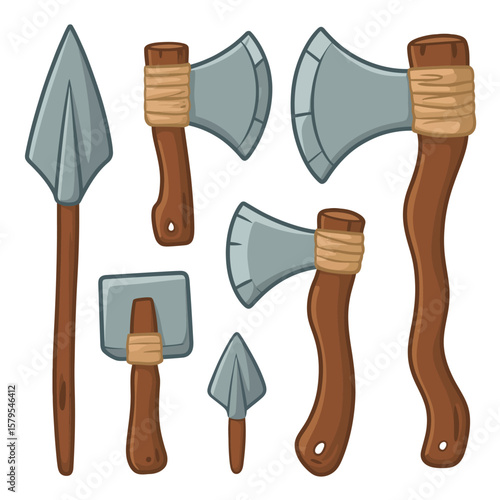 Cartoon Prehistoric Tools Set