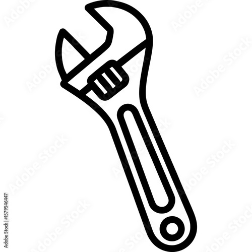 Adjustable wrench outline icon vector