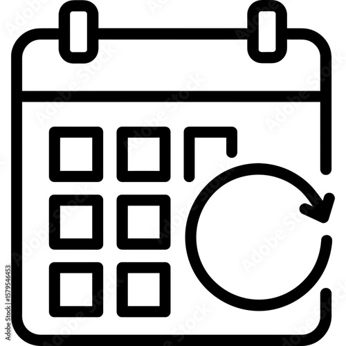 Monthly interval calendar grid outline icon vector