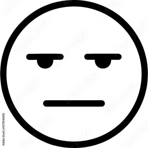 Neutral expressionless face outline icon vector