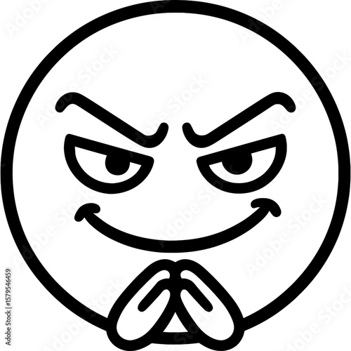 Mischievous smirking face outline icon vector