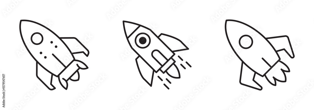 Obraz premium Startup rocket sign. Spaceship color icon. Speed launch symbol. Shuttle sign. Business marketing idea pictogram. Outer space illustration.