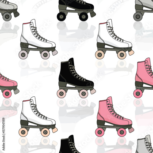 Retro Roller Skates Seamless Pattern