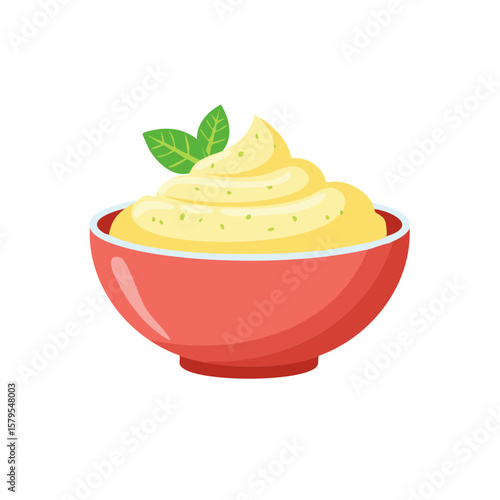Bowl of Mashed Potatoes Isolated on a Transparent Background