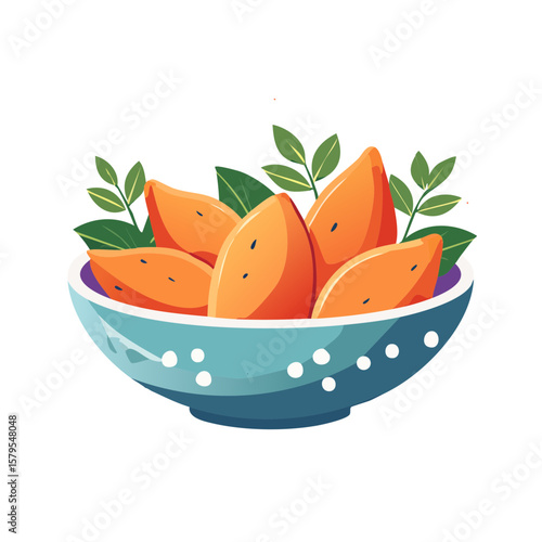 Bowl of Sweet Potatoes Isolated on a Transparent Background