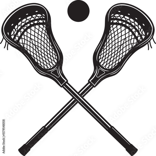 Lacrosse Player Sport Art Silhouettes white color background
