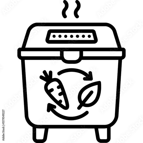 Apartment composting bin outline icon vector