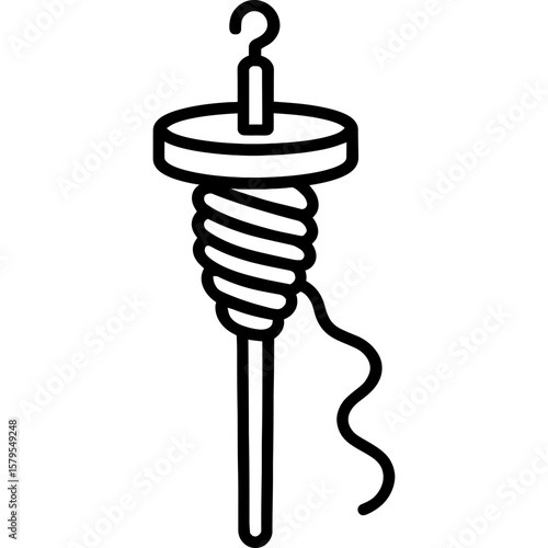 Drop spindle outline icon vector