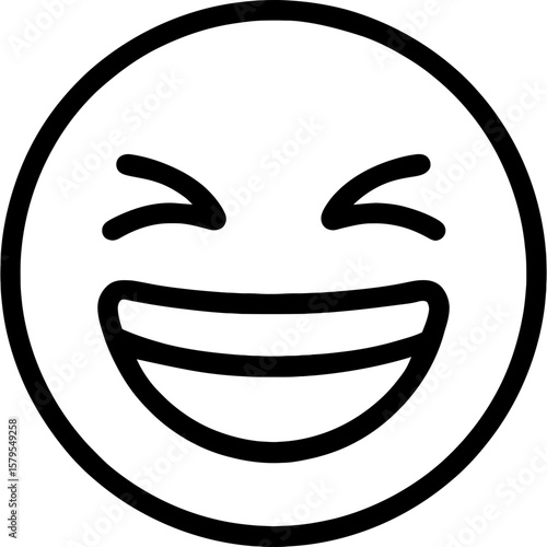 Laughing face outline icon vector