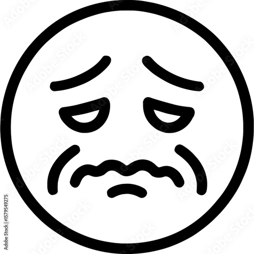 Guilty ashamed face outline icon vector