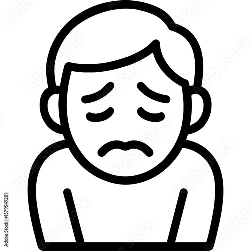 Guilty ashamed face outline icon vector