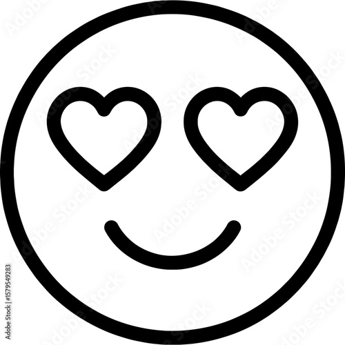 Love struck face outline icon vector