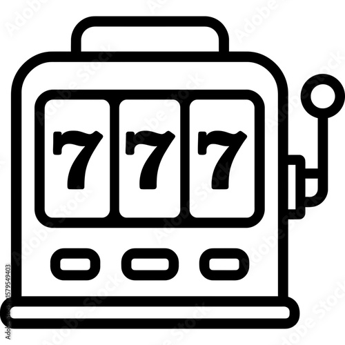 Slot machine three reels outline icon vector