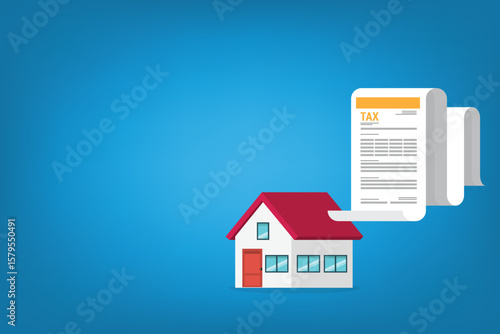 House tax papers. Real estate document, home, mortgage documents. House contract. Vector illustration

