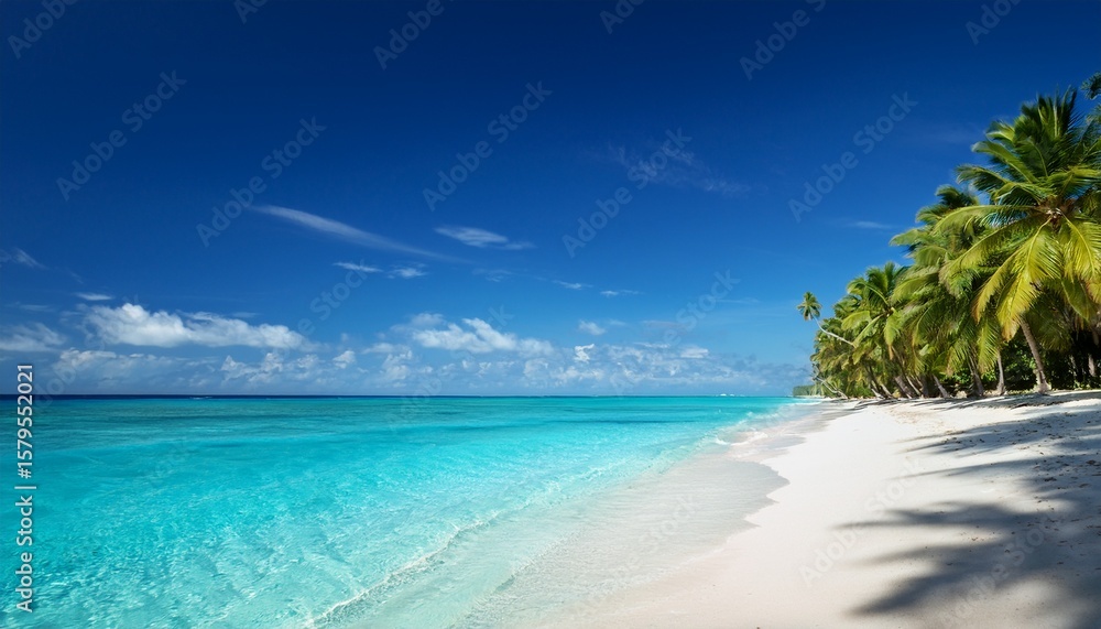 tropical beach with crystal clear blue ocean and palm trees tropical beach with crystal clear blue ocean and palm trees
