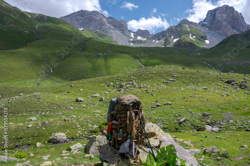 backpack in the mountains